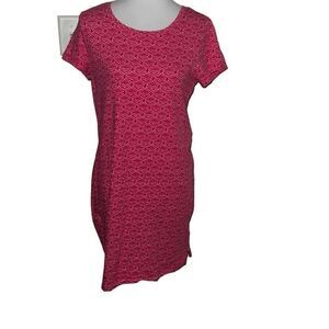 Vineyard Vines Whale Tail Print Tee T-Shirt Dress Pink Short Sleeve Casual Sz S